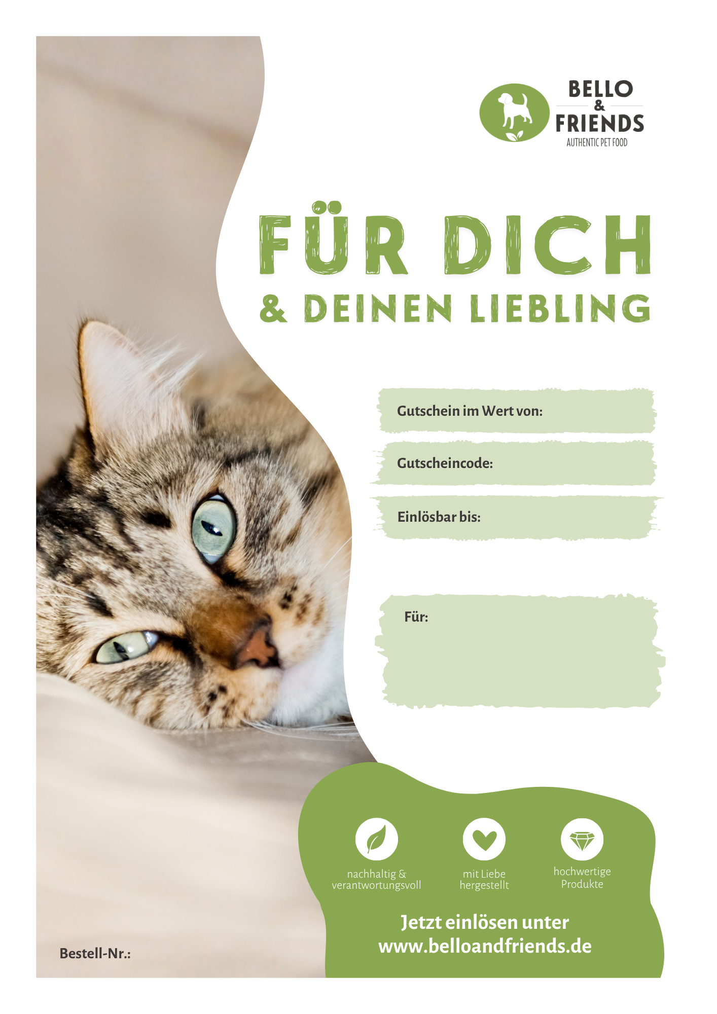 Gutschein 10-150€ Motiv Katze